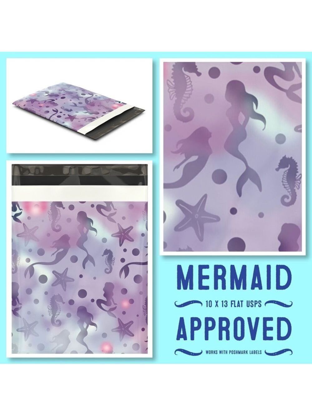 25 10X13 Poly Mailers, Mermaid, Shipping Envelopes, PRICE IS FIRM - Picture 7 of 7
